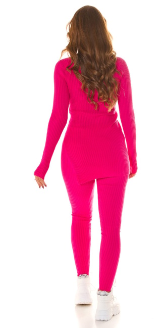 2piece gebreide-set / leggings & sweater-trui roze